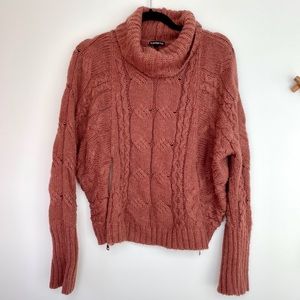 Express Cable Knit Cowl Neck Sweater